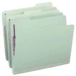 Smead 1 in. Expansion Recycled Pressboard Folders with 2 SafeSHIELD Fasteners - Letter Size/Gray-Green (25/Box)