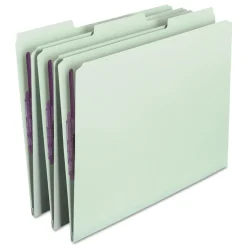 Smead 1 in. Expansion Recycled Pressboard Folders with 2 SafeSHIELD Fasteners - Letter Size/Gray-Green (25/Box)