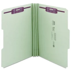 Smead 3 in. Expansion Recycled Pressboard 1/3-Cut Tab Fastener Folders with Two SafeSHIELD Fasteners - Legal Size/Gray-Green (25/Box)
