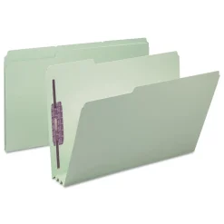 Smead 3 in. Expansion Recycled Pressboard 1/3-Cut Tab Fastener Folders with Two SafeSHIELD Fasteners - Legal Size/Gray-Green (25/Box)