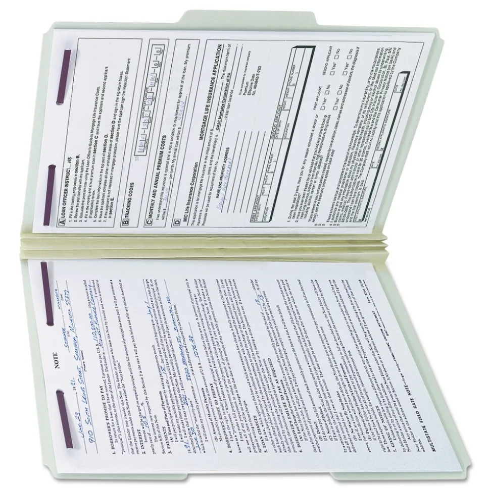 Smead 3 in. Expansion Recycled Pressboard 1/3-Cut Tab Fastener Folders with Two SafeSHIELD Fasteners - Legal Size/Gray-Green (25/Box)