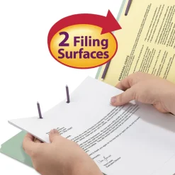 Smead 3 in. Expansion Recycled Pressboard 1/3-Cut Tab Fastener Folders with Two SafeSHIELD Fasteners - Legal Size/Gray-Green (25/Box)