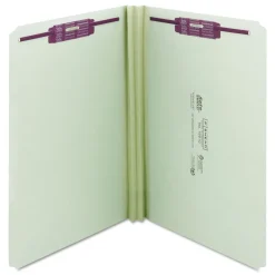 Smead 2 in. Expansion Recycled Pressboard Fastener Folders with Two SafeSHIELD Fasteners - Legal Size/Gray-Green (25/Box)