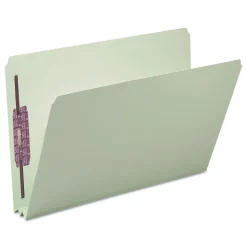 Smead 2 in. Expansion Recycled Pressboard Fastener Folders with Two SafeSHIELD Fasteners - Legal Size/Gray-Green (25/Box)