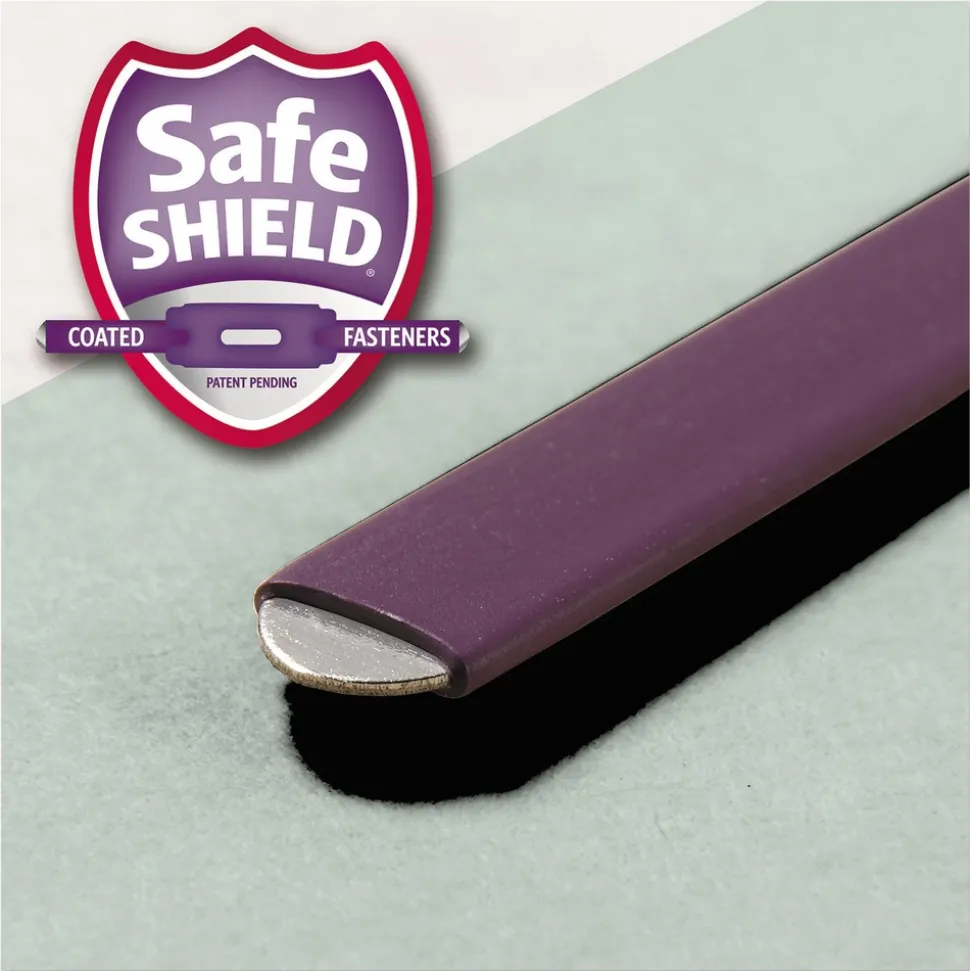 Smead 2 in. Expansion Recycled Pressboard Fastener Folders with Two SafeSHIELD Fasteners - Legal Size/Gray-Green (25/Box)