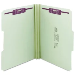 Smead 2 in. Expansion Recycled Pressboard Folders with 2 SafeSHIELD Fasteners - Letter Size/Gray-Green (25/Box)