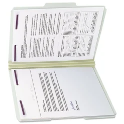 Smead 2 in. Expansion Recycled Pressboard Folders with 2 SafeSHIELD Fasteners - Letter Size/Gray-Green (25/Box)