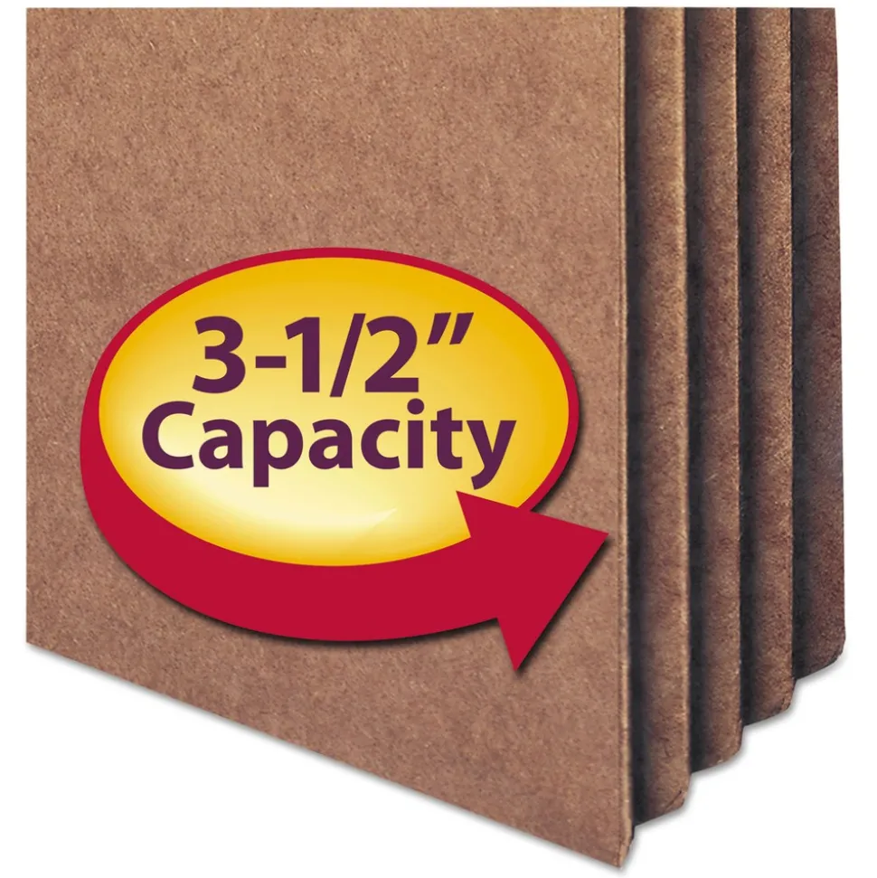 Smead 3.5 in. Expansion Redrope Drop Front File Pockets - Legal, Redrope (50/Box)