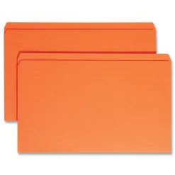 Smead 0.75 in. Expansion Straight Tabs Legal Size Reinforced Top Tab Colored File Folders - Orange (100/Box)