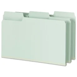 Smead 2 in. Expansion SuperTab Pressboard Fastener Folders with Two SafeSHIELD Fasteners - Legal Size/Gray-Green (25/Box)