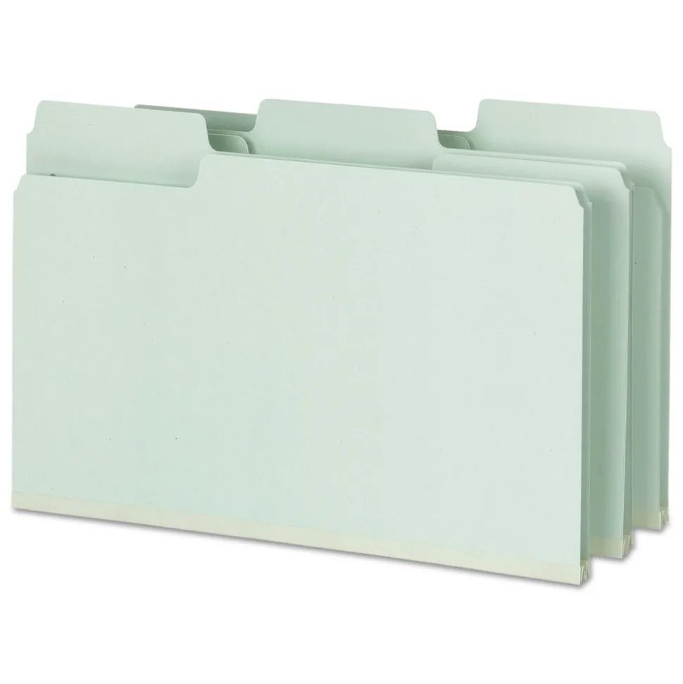 Smead 2 in. Expansion SuperTab Pressboard Fastener Folders with Two SafeSHIELD Fasteners - Legal Size/Gray-Green (25/Box)
