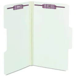 Smead 2 in. Expansion SuperTab Pressboard Fastener Folders with Two SafeSHIELD Fasteners - Legal Size/Gray-Green (25/Box)