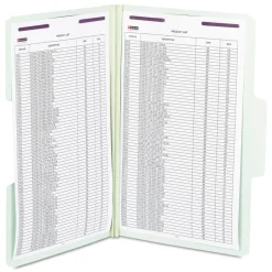 Smead 2 in. Expansion SuperTab Pressboard Fastener Folders with Two SafeSHIELD Fasteners - Legal Size/Gray-Green (25/Box)