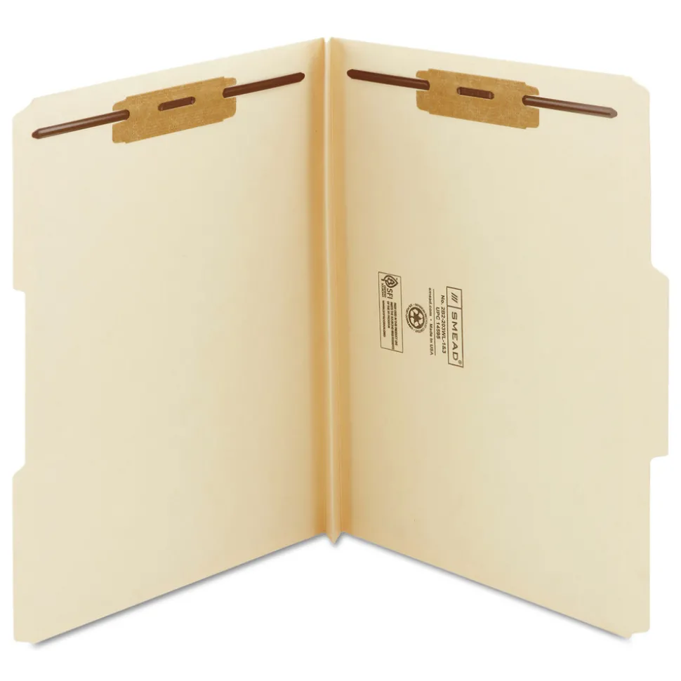 Smead 1.5 in. Top Tab Manila Expansion 2-Fastener Folders - Letter Size/Manila Exterior (50/Box)