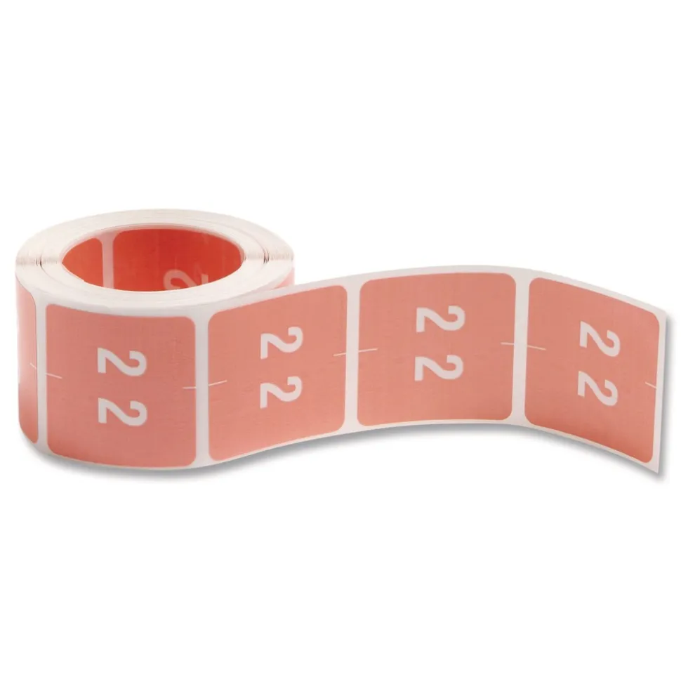 Smead 1.5 in. x 1.5 in. 2 Numerical End Tab File Folder Labels - Pink (1-Roll)