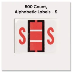 Smead 1 in. x 1.25 in. S Color-Coded End Tab Filing Labels - White (1-Roll)