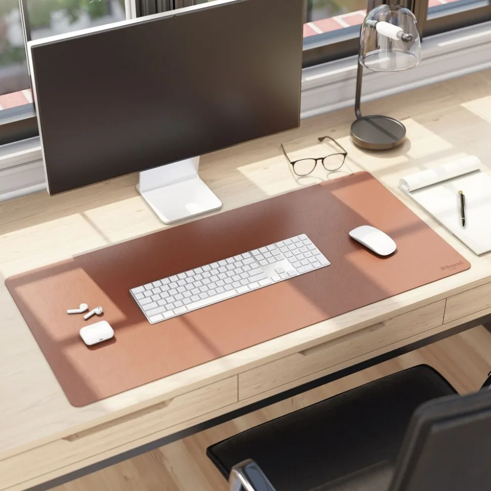 Smead 36 in. x 17 in. Vegan Leather Desk Pads - Brown