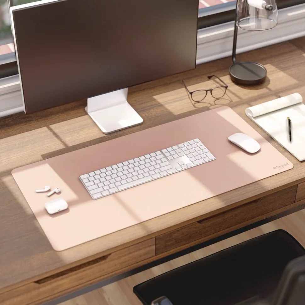 Smead 31.5 in. x 15.7 in. Vegan Leather Desk Pads - Light Pink