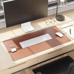 Smead 31.5 in. x 15.7 in. Vegan Leather Desk Pads - Brown