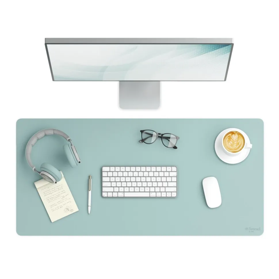 Smead 36 in. x 17 in. Vegan Leather Desk Pads - Light Blue