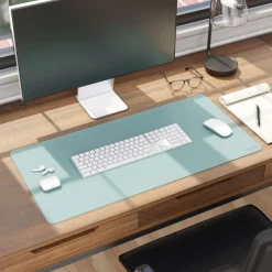 Smead 31.5 in. x 15.7 in. Vegan Leather Desk Pads - Light Blue