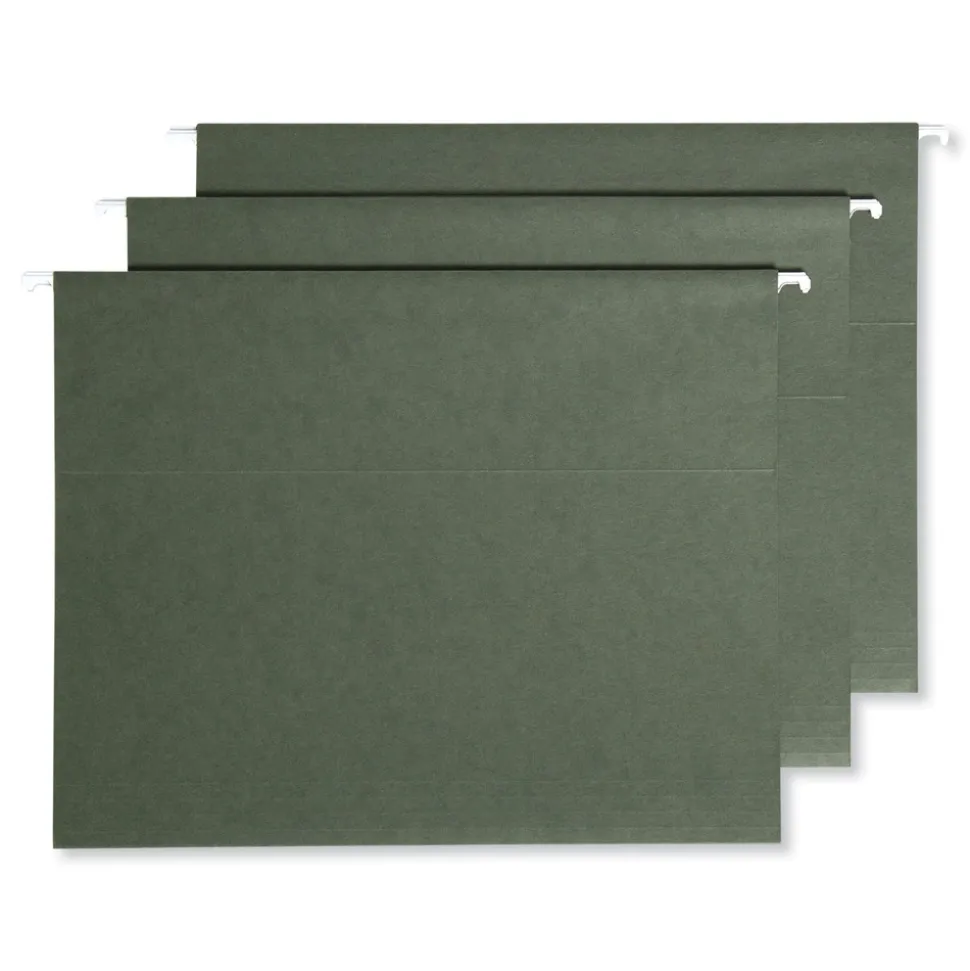 Smead 100 Percent Recycled Letter Size Hanging File Folders with ProTab Kit - Standard Green (1-Kit)