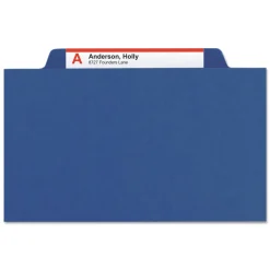 Smead 6 SafeSHIELD Fasteners 2 Dividers Legal Size 6-Section Pressboard Top Tab Pocket Classification Folders - Dark Blue (10/Box)