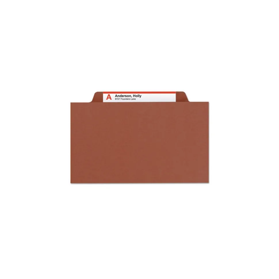 Smead 6 SafeSHIELD Fasteners 2 Dividers Letter Size 6-Section Pressboard Top Tab Pocket Classification Folders - Red (10/Box)