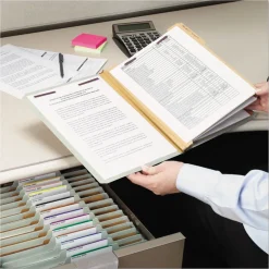 Smead 8 SafeSHIELD Fasteners 2/5-Cut Tabs 3 Dividers Letter Size Pressboard Classification Folders - Gray-Green (10/Box)