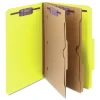 Smead 6 SafeSHIELD Fasteners 2 Dividers Legal Size 6-Section Pressboard Top Tab Pocket Classification Folders - Yellow (10/Box)