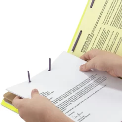Smead 6 SafeSHIELD Fasteners 2 Dividers Legal Size 6-Section Pressboard Top Tab Pocket Classification Folders - Yellow (10/Box)