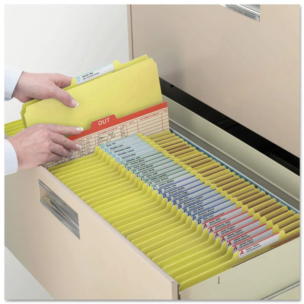 Smead 6 SafeSHIELD Fasteners 2 Dividers Legal Size 6-Section Pressboard Top Tab Pocket Classification Folders - Yellow (10/Box)