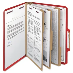 Smead 8 SafeSHIELD Fasteners 3 Dividers Letter Size Eight-Section Pressboard Top Tab Classification Folders - Bright Red (10/Box)