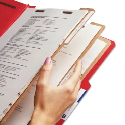 Smead 8 SafeSHIELD Fasteners 3 Dividers Letter Size Eight-Section Pressboard Top Tab Classification Folders - Bright Red (10/Box)