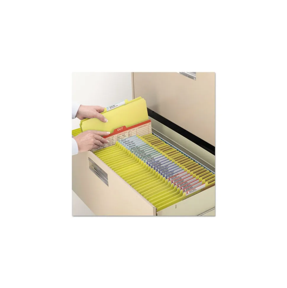 Smead 6 SafeSHIELD Fasteners 2 Dividers Letter Size 6-Section Pressboard Top Tab Pocket Classification Folders - Yellow (10/Box)