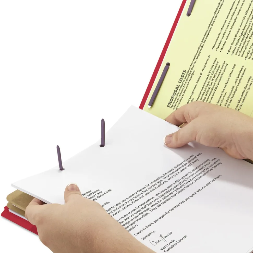 Smead 6 SafeSHIELD Fasteners 2 Dividers Letter Size 6-Section Pressboard Top Tab Pocket Classification Folders - Bright Red (10/Box)