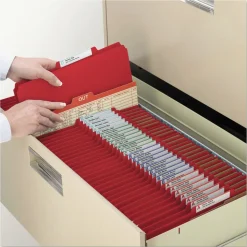 Smead 6 SafeSHIELD Fasteners 2 Dividers Letter Size 6-Section Pressboard Top Tab Pocket Classification Folders - Bright Red (10/Box)