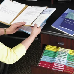 Smead 6 SafeSHIELD Fasteners 2 Dividers Letter Size 6-Section Pressboard Top Tab Pocket Classification Folders - Bright Red (10/Box)