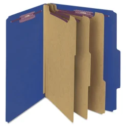 Smead 8 SafeSHIELD Fasteners 3 Dividers Letter Size Eight-Section Pressboard Top Tab Classification Folders - Dark Blue (10/Box)