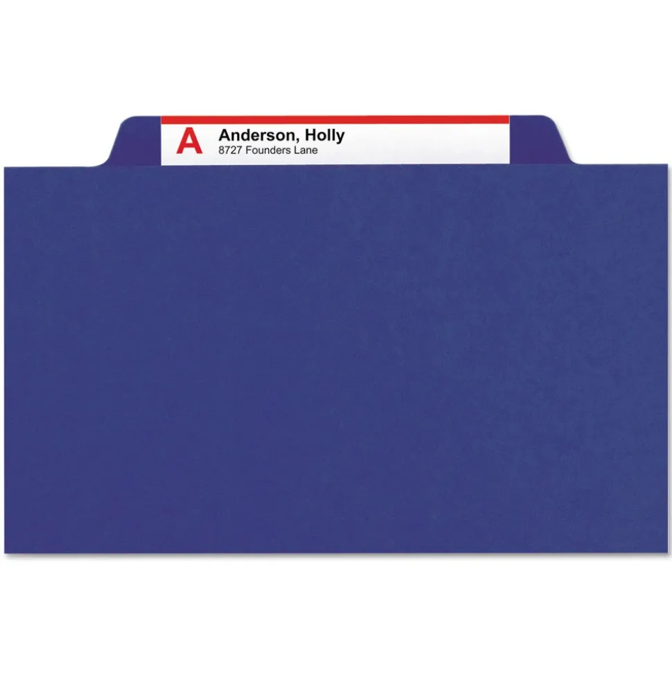 Smead 8 SafeSHIELD Fasteners 3 Dividers Letter Size Eight-Section Pressboard Top Tab Classification Folders - Dark Blue (10/Box)