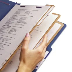 Smead 8 SafeSHIELD Fasteners 3 Dividers Letter Size Eight-Section Pressboard Top Tab Classification Folders - Dark Blue (10/Box)