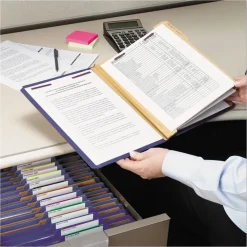 Smead 8 SafeSHIELD Fasteners 3 Dividers Letter Size Eight-Section Pressboard Top Tab Classification Folders - Dark Blue (10/Box)