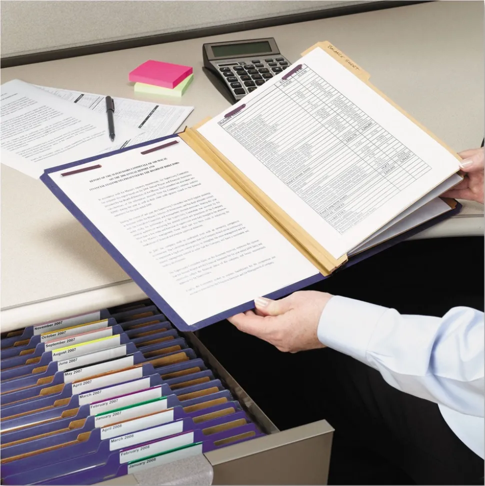 Smead 8 SafeSHIELD Fasteners 3 Dividers Letter Size Eight-Section Pressboard Top Tab Classification Folders - Dark Blue (10/Box)