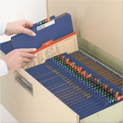 Smead 8 SafeSHIELD Fasteners 3 Dividers Letter Size Eight-Section Pressboard Top Tab Classification Folders - Dark Blue (10/Box)
