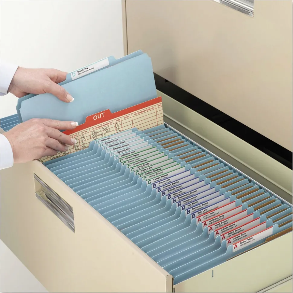 Smead 6 SafeSHIELD Fasteners 2 Dividers Letter Size 6-Section Pressboard Top Tab Pocket Classification Folders - Blue (10/Box)