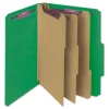 Smead 8 SafeSHIELD Fasteners 3 Dividers Letter Size 8-Section Pressboard Top Tab Classification Folders - Green (10/Box)