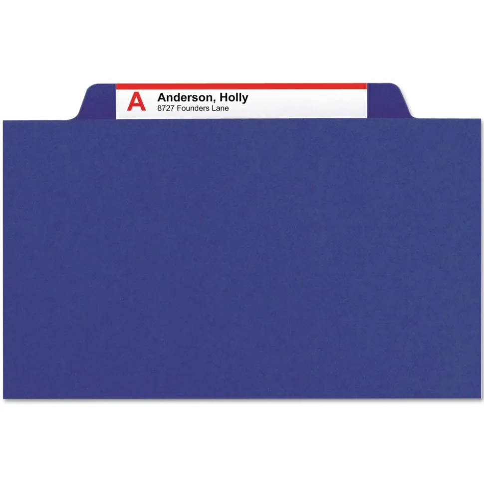 Smead 6 SafeSHIELD Fasteners 2 Dividers Letter Size 6-Section Pressboard Top Tab Pocket Classification Folders - Dark Blue (10/Box)