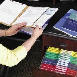 Smead 6 SafeSHIELD Fasteners 2 Dividers Letter Size 6-Section Pressboard Top Tab Pocket Classification Folders - Dark Blue (10/Box)