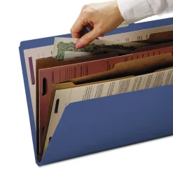 Smead 6 SafeSHIELD Fasteners 2 Dividers Letter Size 6-Section Pressboard Top Tab Pocket Classification Folders - Dark Blue (10/Box)