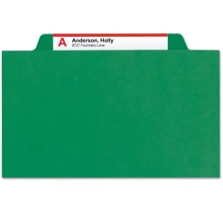 Smead 6 SafeSHIELD Fasteners 2 Dividers Letter Size 6-Section Pressboard Top Tab Pocket Classification Folders - Green (10/Box)